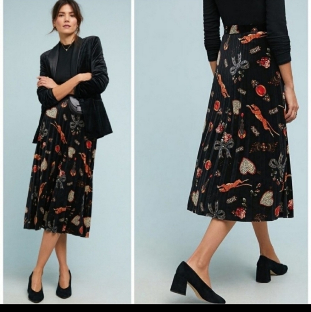Maeve by Anthropologie Montparnasse Velvet Skirt